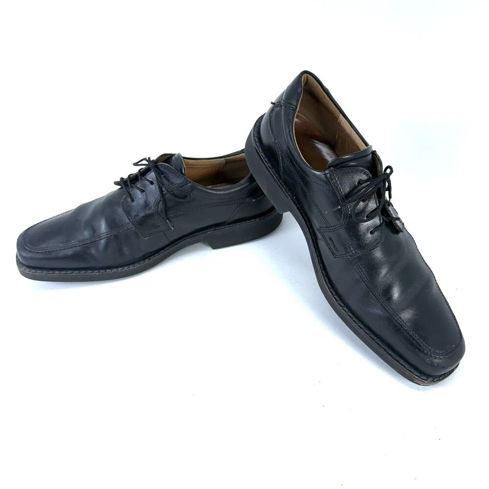 ECCO Dress Shoes Mens 46 US 12 Black Leather Seattle Lace Up Derby Apron Toe